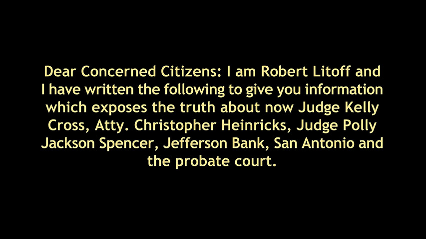 Bexar County Probate Court, Jefferson Bank, Kelly Cross, Chris Heinrichs